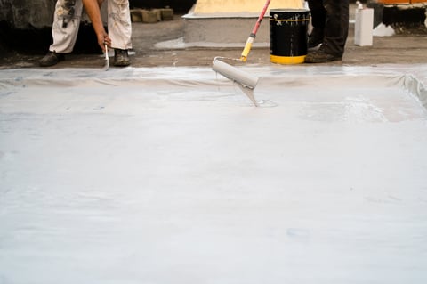 Elastomeric coating on roof