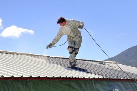 Silicone roof coating application